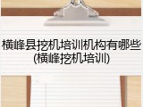 横峰县挖机培训机构有哪些(横峰挖机培训)
