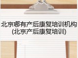 北京哪有产后康复培训机构(北京产后康复培训)