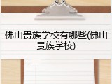 佛山贵族学校有哪些(佛山贵族学校)