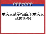 重庆文武学校简介(重庆文武校简介)