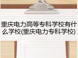 重庆电力高等专科学校有什么学校(重庆电力专科学校)