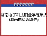 湖南电子科技职业学院曝光(湖南电科院曝光)
