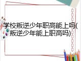 学校叛逆少年职高能上吗(叛逆少年能上职高吗)