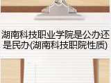 湖南科技职业学院是公办还是民办(湖南科技职院性质)