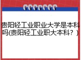 贵阳轻工业职业大学是本科吗(贵阳轻工业职大本科？)