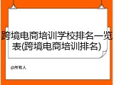 跨境电商培训学校排名一览表(跨境电商培训排名)
