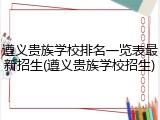 遵义贵族学校排名一览表最新招生(遵义贵族学校招生)