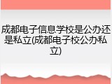 成都电子信息学校是公办还是私立(成都电子校公办私立)