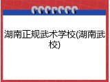 湖南正规武术学校(湖南武校)