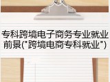 专科跨境电子商务专业就业前景("跨境电商专科就业")