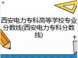 西安电力专科高等学校专业分数线(西安电力专科分数线)