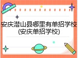 安庆潜山县哪里有单招学校(安庆单招学校)