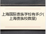 上海国际贵族学校有多少(上海贵族校数量)