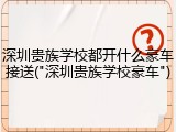 深圳贵族学校都开什么豪车接送("深圳贵族学校豪车")