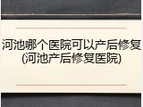 河池哪个医院可以产后修复(河池产后修复医院)