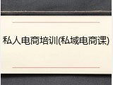 私人电商培训(私域电商课)