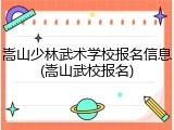 嵩山少林武术学校报名信息(嵩山武校报名)