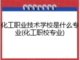化工职业技术学校是什么专业(化工职校专业)