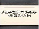 武威学动漫美术的学校(武威动漫美术学校)