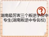 湖南最厉害三个叛逆学校中专生(湖南叛逆中专名校)