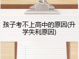 孩子考不上高中的原因(升学失利原因)