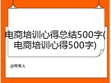 电商培训心得总结500字(电商培训心得500字)