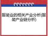 服装业的相关产业分析(服装产业链分析)