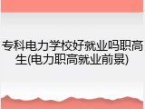 专科电力学校好就业吗职高生(电力职高就业前景)