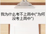 我为什么考不上高中("为何没考上高中")