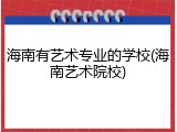 海南有艺术专业的学校(海南艺术院校)