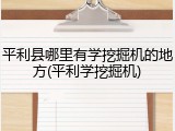 平利县哪里有学挖掘机的地方(平利学挖掘机)