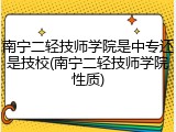 南宁二轻技师学院是中专还是技校(南宁二轻技师学院性质)
