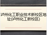 泸州化工职业技术新校区地址(泸州化工新校区)