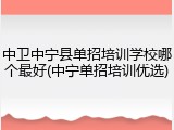 中卫中宁县单招培训学校哪个最好(中宁单招培训优选)