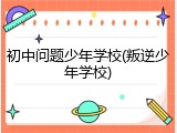 初中问题少年学校(叛逆少年学校)