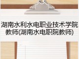 湖南水利水电职业技术学院教师(湖南水电职院教师)