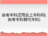 自考本科还用去上本科吗(自考本科替代本科)