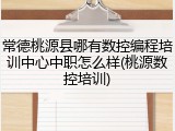 常德桃源县哪有数控编程培训中心中职怎么样(桃源数控培训)