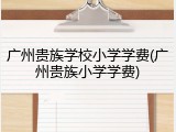广州贵族学校小学学费(广州贵族小学学费)