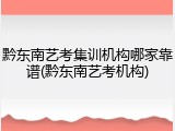 黔东南艺考集训机构哪家靠谱(黔东南艺考机构)