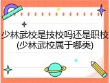 少林武校是技校吗还是职校(少林武校属于哪类)
