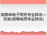 湖南省电子商务专业排名一览表(湖南电商专业排名)