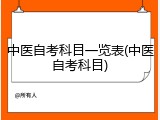 中医自考科目一览表(中医自考科目)
