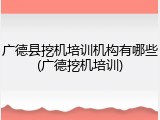 广德县挖机培训机构有哪些(广德挖机培训)