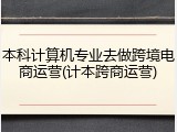 本科计算机专业去做跨境电商运营(计本跨商运营)