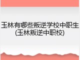 玉林有哪些叛逆学校中职生(玉林叛逆中职校)