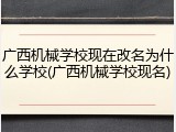广西机械学校现在改名为什么学校(广西机械学校现名)