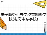 电子商务中专学校有哪些学校(电商中专学校)