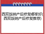西双版纳产后修复哪家好(西双版纳产后修复推荐)