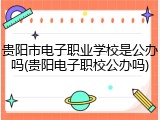 贵阳市电子职业学校是公办吗(贵阳电子职校公办吗)